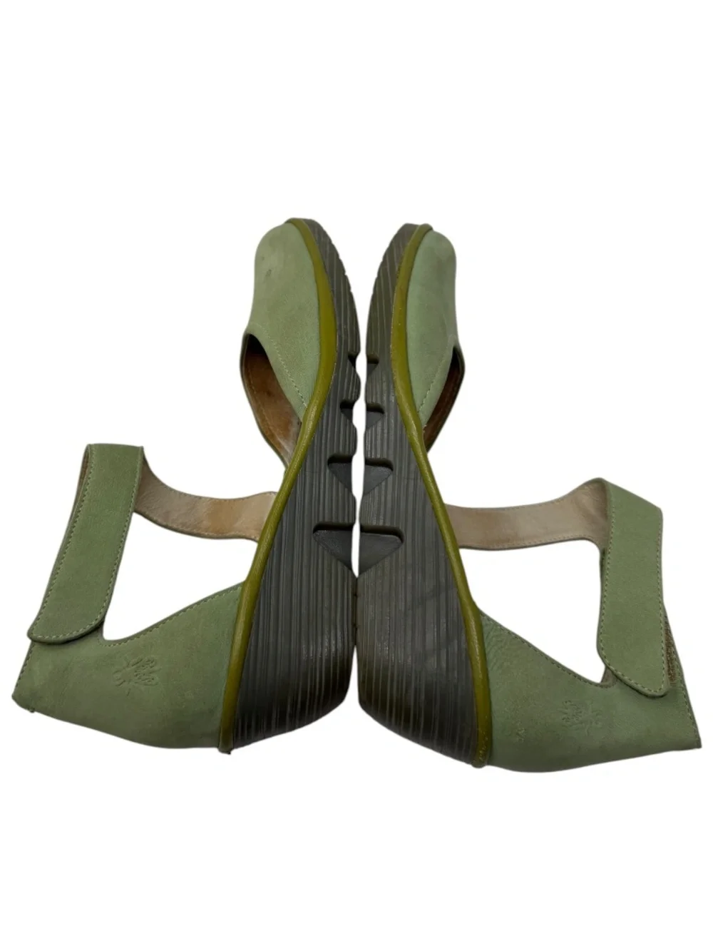 Fly London Mint Green Suede Piat Wedge Sandals 38